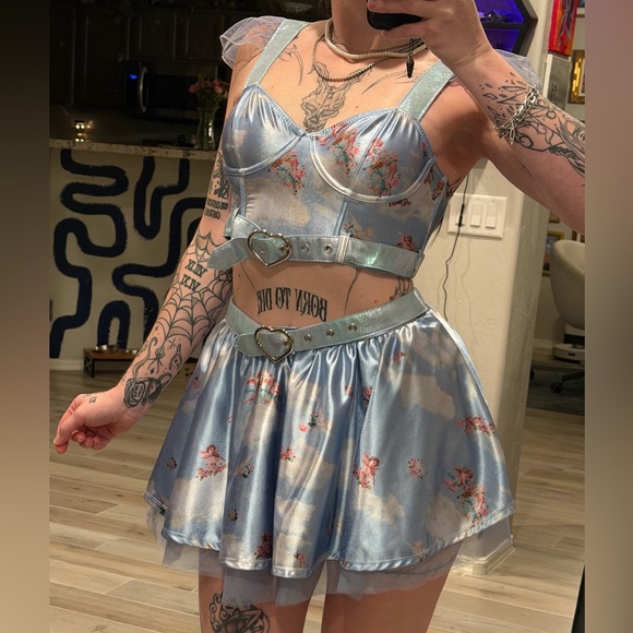 Dolls Kill Dresses & Skirts - Dolls Kill Blue Floral Skirt Set